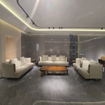 Light Beige Leather Sofa Set with Diamond Quilted Craftsmanship, Natural Wood Veneer & Gold-Tipped Stainless Steel Wooden Legs